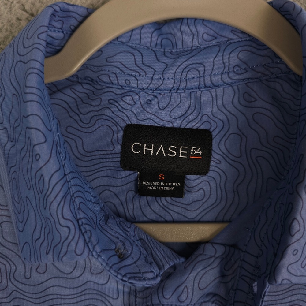 Chase 54 Polo Shirt Mens S Blue Swirl AOP Performance Short Sleeve Golf Casual - Picture 5 of 12